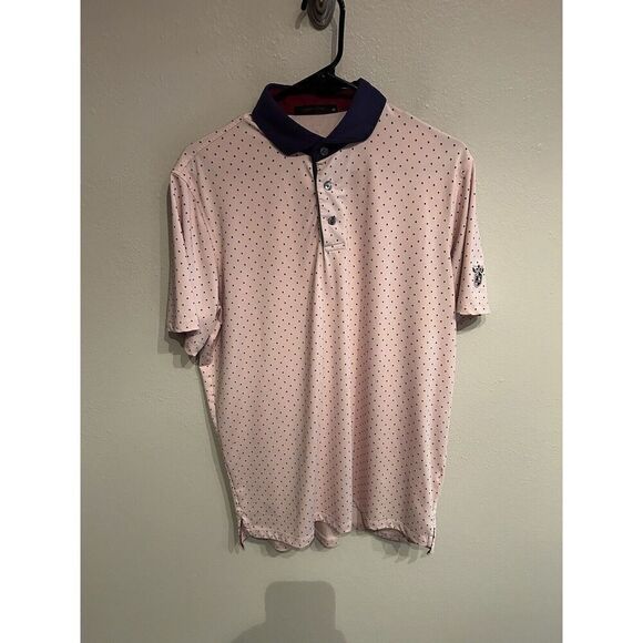 Greyson Mens Medium Pink Wolf All Over Print Pattern Golf Polo Shirt - Picture 1 of 8